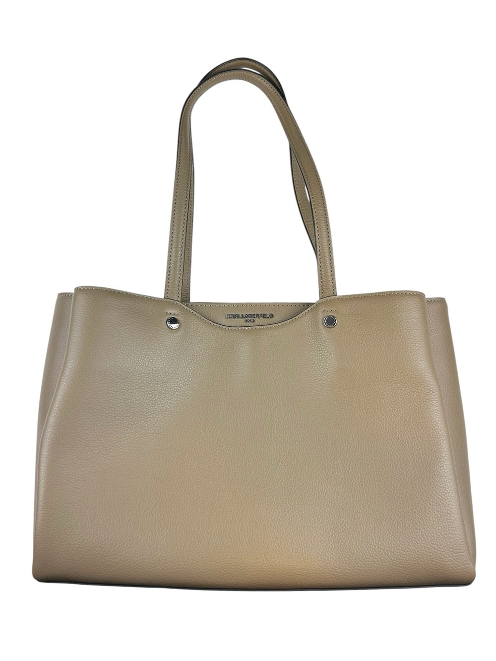 Karl Lagerfeld Paris Murl Should Tote Bag Beige Leather